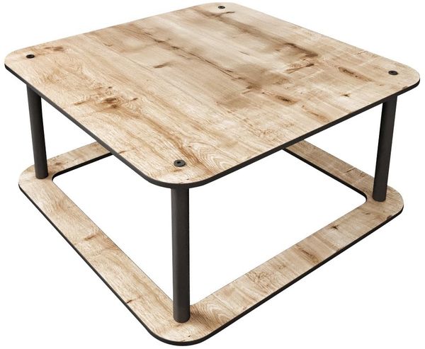 Modern Coffee Table, Oak Color, 70 x 38 x 70 cm | 100% MDF with Compressed Kraft Legs | Stylish Industrial Design for Living Room & Office