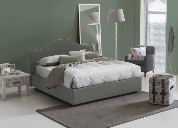 Talamo Italia - Mirta Doppelbett, Bettkasten mit Stoffbezug, 100 % Made in Italy, Öffnung vorne, inklusive Matratze 160x200 cm, Grau