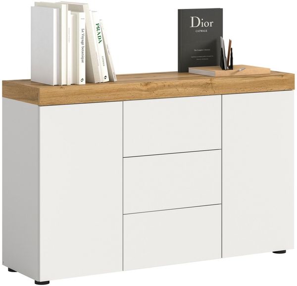 OTTO home Sideboard MAMBO, Breite 125cm, 2 Türen, 3 Schubkästen, push-2-open (1 St, 2 farbige Ausführung, in verschiedenen Farben erhältlich), Sideboard, Kommode, Wohnzimmer, Flur, Arbeitszimmer