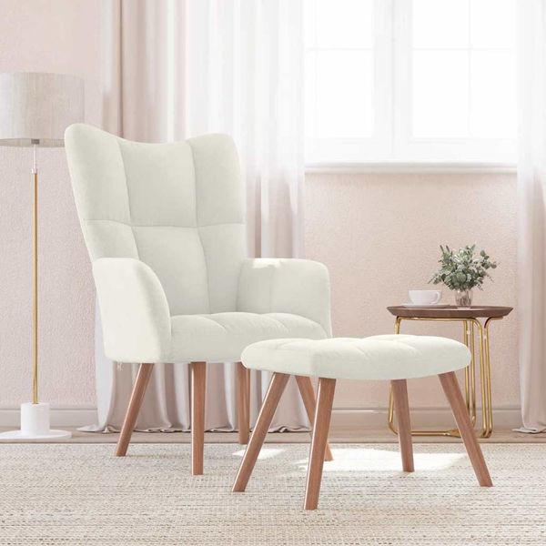 vidaXL Relaxsessel mit Hocker Cremeweiß Samt [328071]