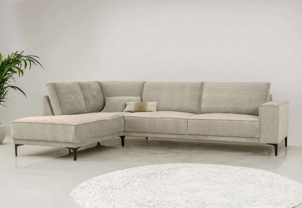 OTTO home Ecksofa OLAND L-Form, B: 289 cm, Skandi-Design, Struktur, Flachgewebe, Luxus-Microfaser, Boucle