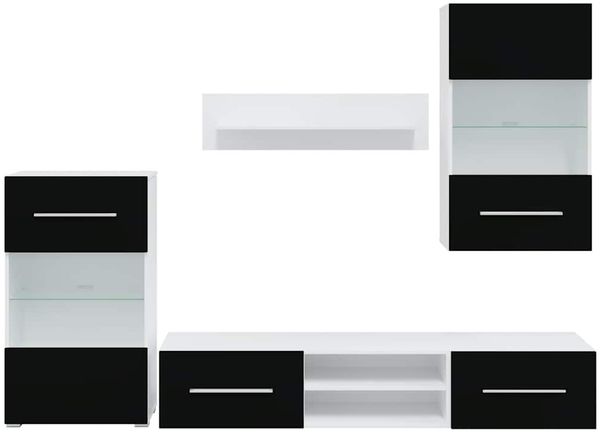 vidaXL 5-tlg. Wohnwand mit LED-Beleuchtung Mattschwarz Holzwerkstoff 3324230 Bild 5