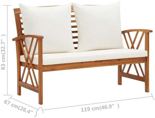 vidaXL 4-tlg. Garten-Lounge-Set mit Auflagen Massivholz Akazie 3057987 Bild 11