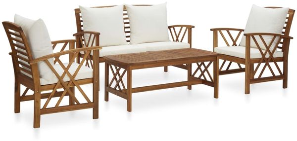 vidaXL 4-tlg. Garten-Lounge-Set mit Auflagen Massivholz Akazie 3057987