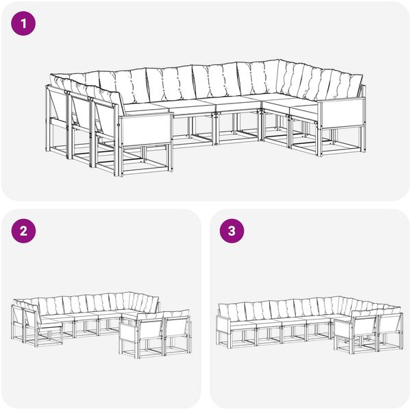 vidaXL Outdoor-Sofagarnitur mit Kissen 9 pcs Natur und Creme 3382202 Bild 8