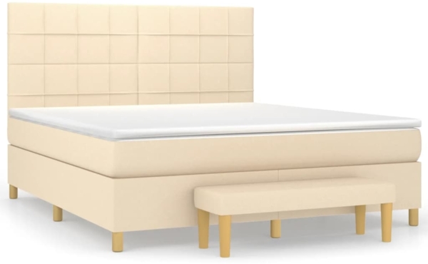 vidaXL Boxspringbett mit Matratze Creme 180x200 cm Stoff 3137178