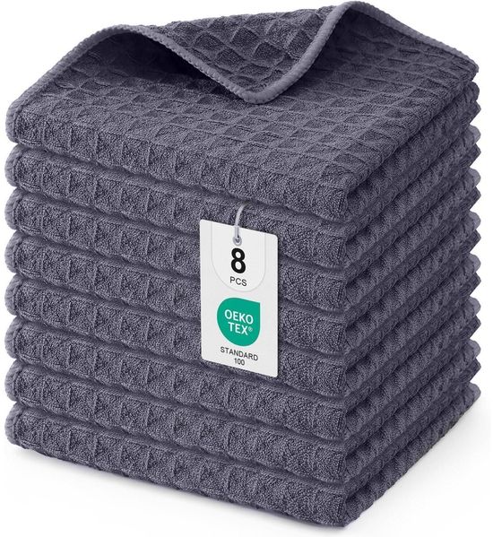 Moosfor Microfasertücher 8er-Set Saugfähige Fusselfrei Küchentücher 30x30cm