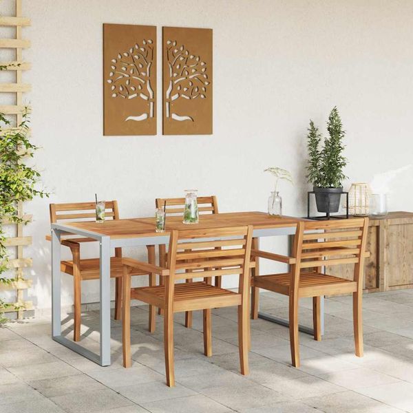 vidaXL Gartentisch Grau 160 x 80 x 75 cm Massivholz Akazie 4010603
