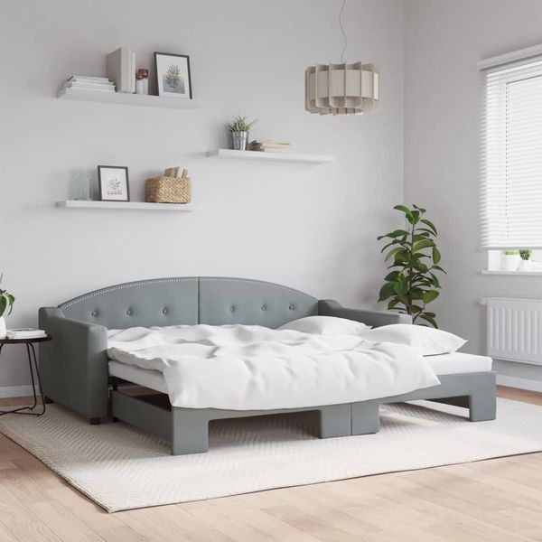 vidaXL Tagesbett Ausziehbar Hellgrau 90x190 cm Stoff 3197540