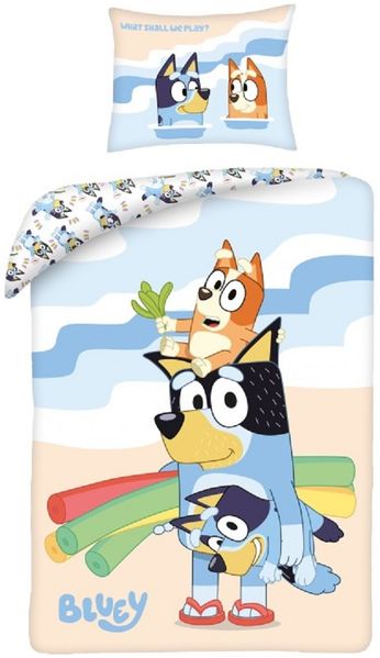 Bluey Bettwäsche Set aus Baumwolle Bettdeckenbezug 140 × 200 cm mit 70 × 90 cm Kissenbezug