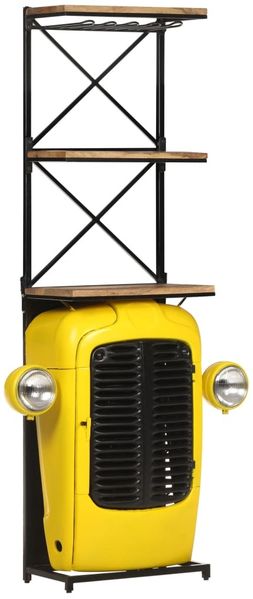 vidaXL Traktor-Weinschrank Gelb 49x31x172 cm Mango Massivholz 320488