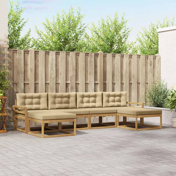 vidaXL Outdoor-Sofagarnitur mit Kissen 6 pcs Weiß und Beige 3386832