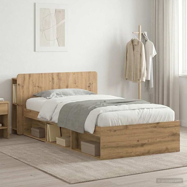 vidaXL Bettgestell mit Stauraum mit Kopfteil Artisan-Eiche 90x190 cm 3433327