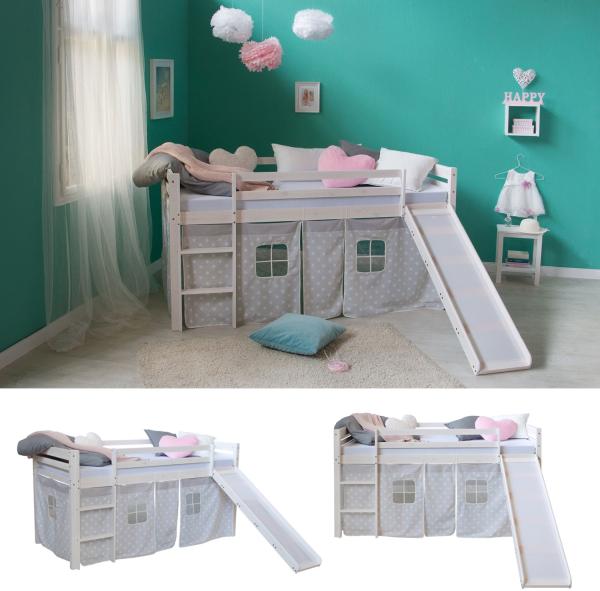 Homestyle4u Spielbett mit Rutsche, Stern, Kiefernholz weiß, 90x200 cm Bild 9