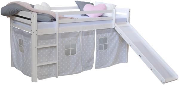Homestyle4u Spielbett mit Rutsche, Stern, Kiefernholz weiß, 90x200 cm