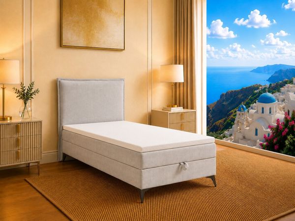 Best for Home Boxspringbett K16 Single SLIM mit Bettkasten & Bonellfederkernmatratze, Topper H3 (Einzelbett, Polsterbett, Juniorbett, Hotelbett, versch. Größen, 1-St, 70x200 80x200 90x200 100x200 cm), mit oder ohne Topper, Flexible Liefermöglichkeiten,...
