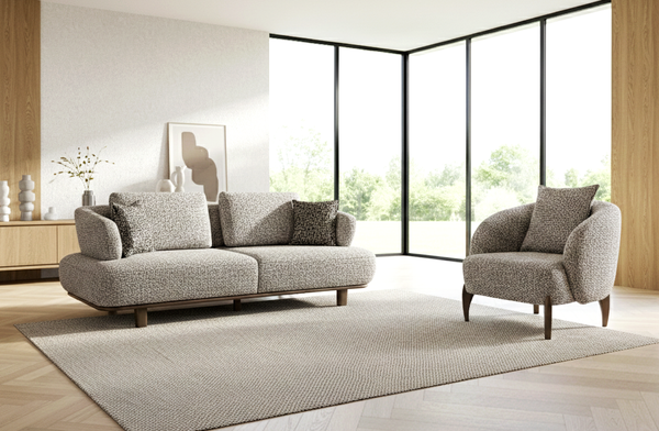 Sitzgruppe/Sofa Set - Wohnzimmergarnitur "Floravoria" 3+3+1-Grau