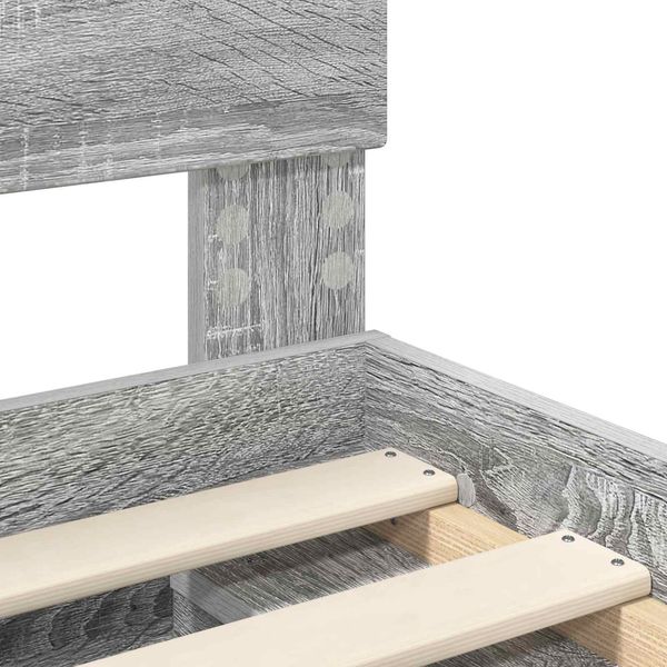 vidaXL Bettrahmen Graues Sonoma 135 x 190 cm Massives Kiefernholz 3409368 Bild 10