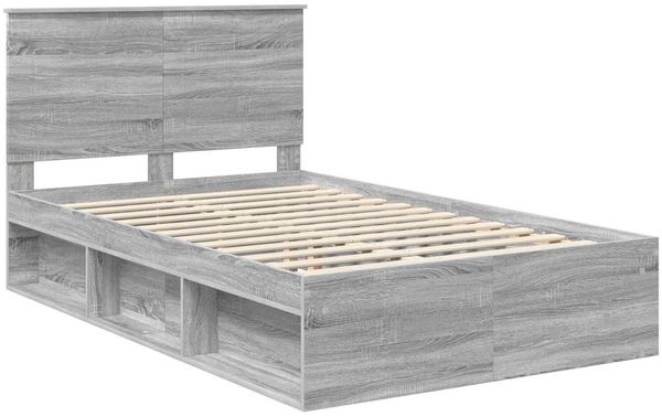 vidaXL Bettrahmen Graues Sonoma 135 x 190 cm Massives Kiefernholz 3409368 Bild 4