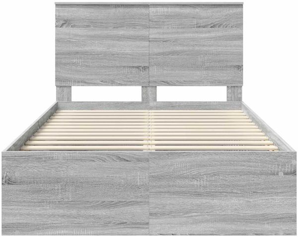 vidaXL Bettrahmen Graues Sonoma 135 x 190 cm Massives Kiefernholz 3409368 Bild 7