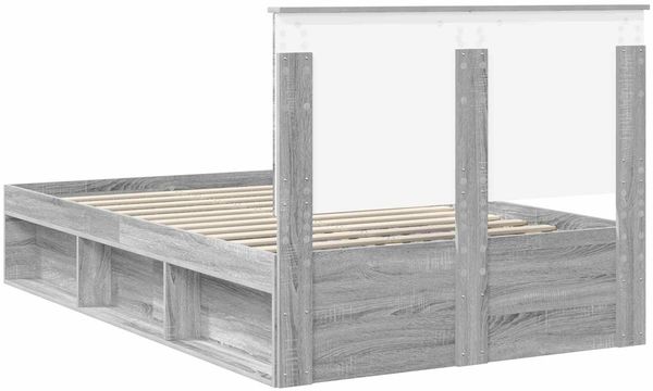 vidaXL Bettrahmen Graues Sonoma 135 x 190 cm Massives Kiefernholz 3409368 Bild 9