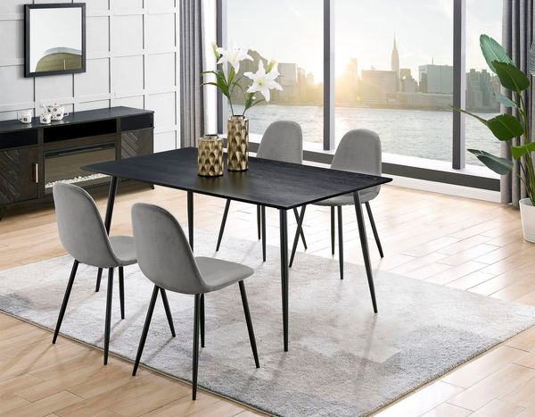Leonique Essgruppe Eadwine, TOPSELLER! Tisch plus 4 Stühle, Sitzgruppe, (Set, 5-tlg, Esstisch plus 4 Esszimmerstühle), bestehend aus Esstisch 160 cm und 4 Esszimmerstühlen, Polsterstühlen
