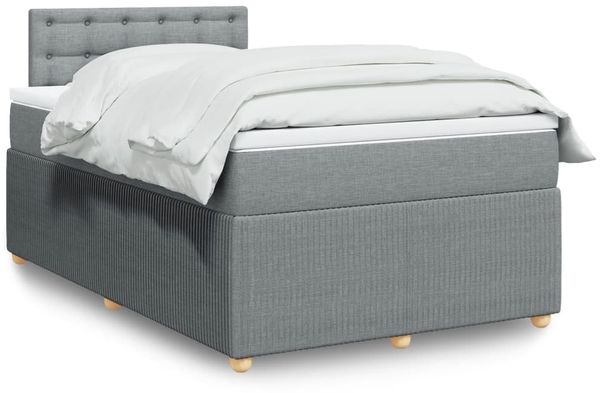 vidaXL Boxspringbett mit Matratze Hellgrau 120x190 cm Stoff 3289709