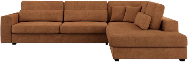 Freistehendes Ecksofa mit lose Kissen, L-form - SAVONA - rechts - Orange Stoff Bild 5