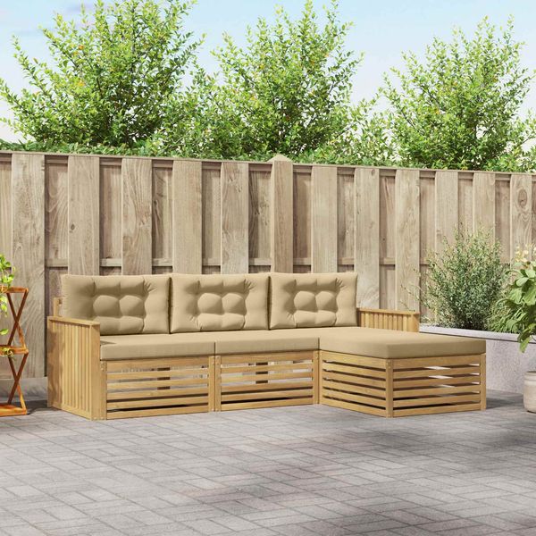 vidaXL Outdoor-Sofagarnitur 4 pcs Weiß und Beige 3390283