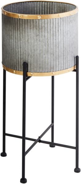Blumentopf mit Beinen FEUILLE Metall 26 cm Grau
