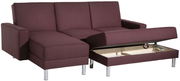 Just Fashion Funktionssofa Flachgewebe Burgund Metall Chromfarben Bild 2