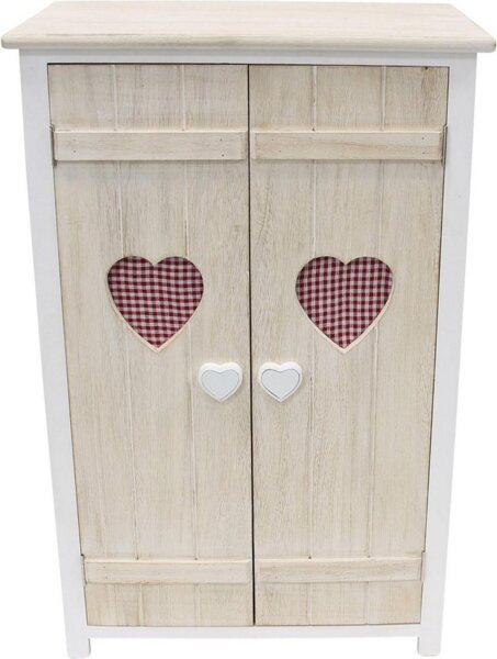 Dekoleidenschaft Kommode "Landherz" aus Holz, weiß gekalkt, 51x31x78 cm, Flurkommode, Schrank, im Landhausstil mit 1 Einlegeboden, Nachtschrank, Nachtkommode