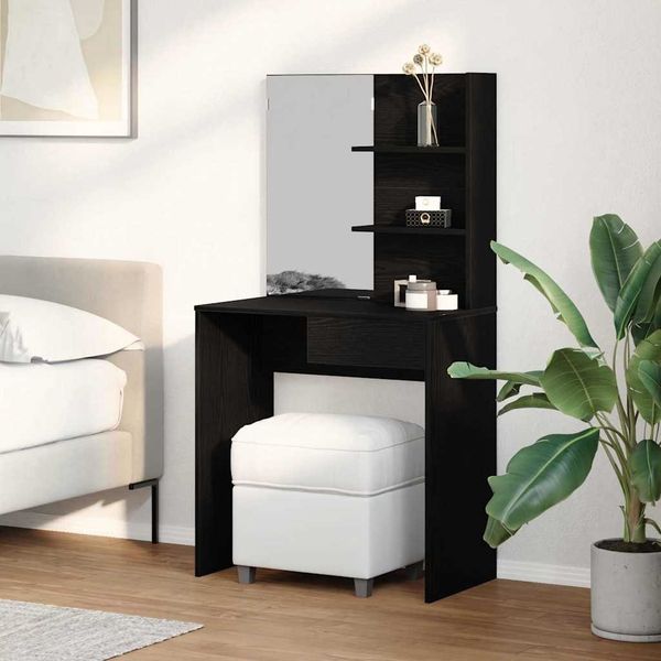 vidaXL Schminktisch mit Regal Schwarz Eichen-Optik 74.5 x 40 x 141 cm 862782