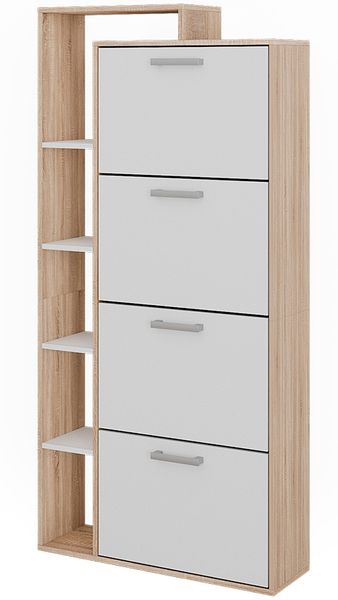Schuhkipper Orlando Weiß/Sonoma 80 x 166.1 cm mit 4 Fächern Vicco