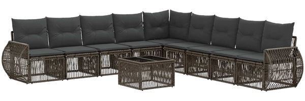 vidaXL Gartensofa-set 10 pcs Grau und Dunkelgrau Poly-Rattan 3435443