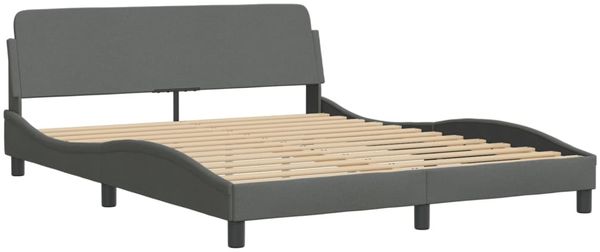 vidaXL Bettgestell "Dover" Dunkelgrau 160x200 cm Stoff 373206 Bild 3