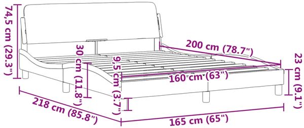 vidaXL Bettgestell "Dover" Dunkelgrau 160x200 cm Stoff 373206 Bild 9