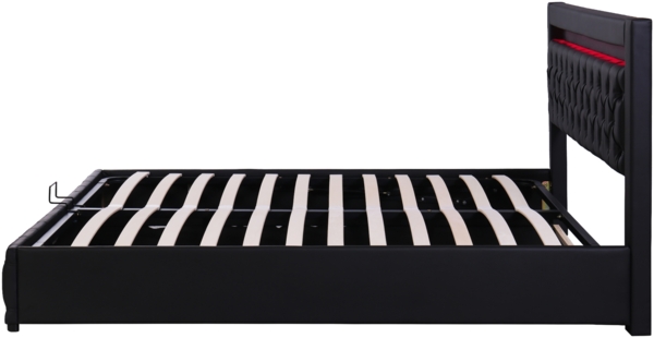Polsterbett in Schwarz 207*182*99cm, mit LED Beleuchtung und Bettkasten, modernes Bettgestell Bild 10