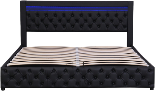 Polsterbett in Schwarz 207*182*99cm, mit LED Beleuchtung und Bettkasten, modernes Bettgestell Bild 9