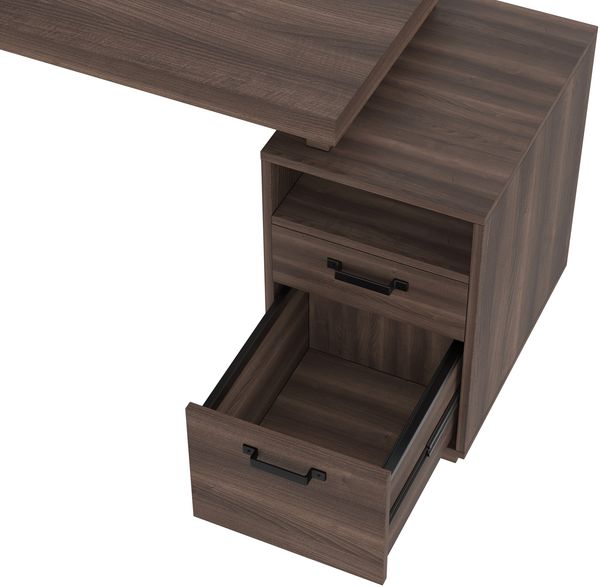 Merax 135cm Schreibtisch, mit hochwertigem Stahlrohr, super belastbar, multifunktionales Aufbewahrungsdesign, geräuschlose Schublade, Ordnersch , braun Bild 8
