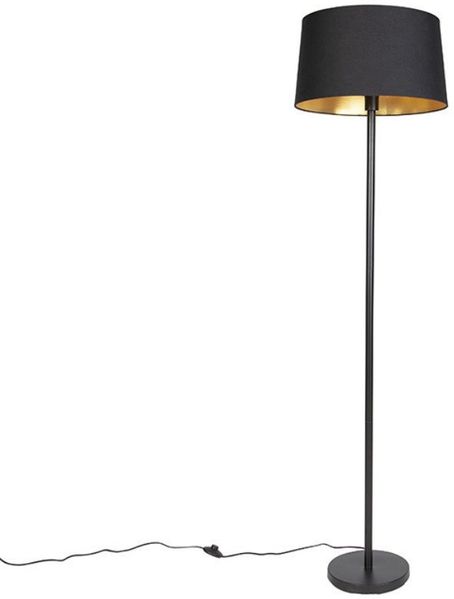 Qazqa Stehlampe Simplo, ohne Leuchtmittel, Warmweiß, QAZQA Stehlampe, e27, Schwarz, Textil, Modern