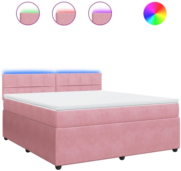 vidaXL Boxspringbett mit Matratze Rosa 180x200 cm Samt 3290111