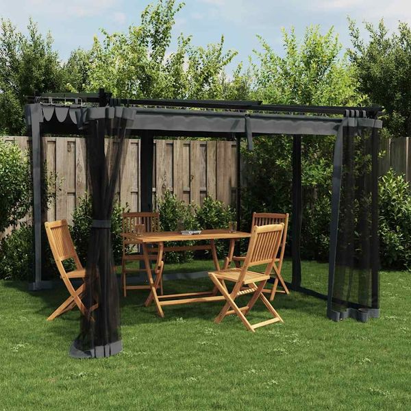 Gartenpavillon, Pavillon mit Netzwänden Anthrazit 3x3 m Stahl