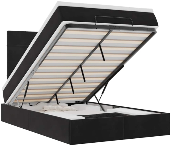 vidaXL Ottoman-Bett mit Matratzen & LEDs Schwarz 120x200 cm Samt 3314314