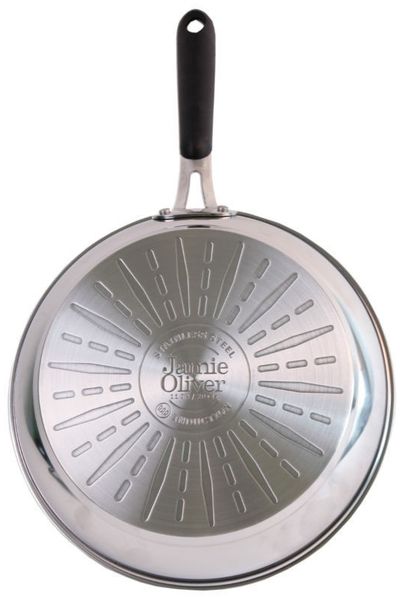 Tefal E85710 Jamie Oliver 2-tlg Induktions Pfannenset, 24 cm und 28 cm Antihaft Bratpfannen, Edelstahl, Thermo-Spot, spülmaschinenfest, für Gas, Elektro und Induktionsherde, mit Filz-Pfannenschoner Bild 2
