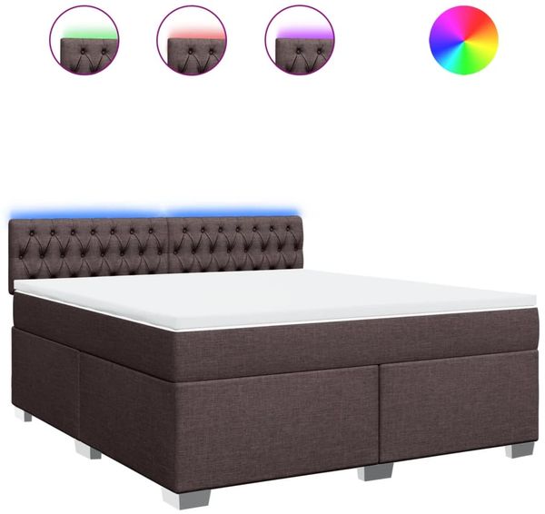 vidaXL Boxspringbett mit Matratze Dunkelbraun 180x200 cm Stoff 3288277 Bild 2
