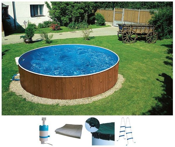 my POOL BWT Rundpool MAONI (Set, 5-tlg), Aufstellpool in Holzoptik in verschiedenen Größen