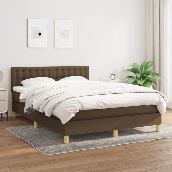 vidaXL Boxspringbett mit Matratze Dunkelbraun 140x200 cm Stoff 3140940