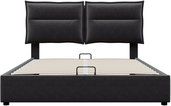 Merax Polsterbett mit hydraulischem Stauraum und Lattenrost, Samt, 140x200 cm, Schwarz Bild 7