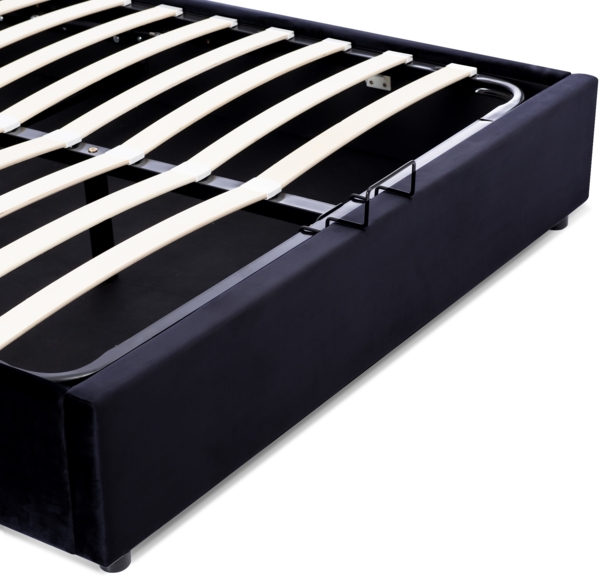 Merax Polsterbett mit hydraulischem Stauraum und Lattenrost, Samt, 140x200 cm, Schwarz Bild 8
